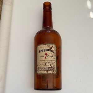 Vintage Seagram's 7 Crown Whiskey 18.5" Large 1 Gallon Brown Glass Empty Bottle